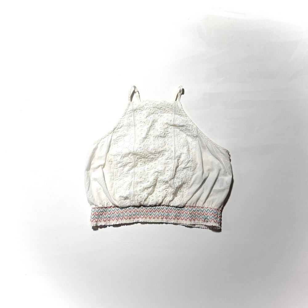 Hollister Eyelet Embroidered Smocked Halter Top